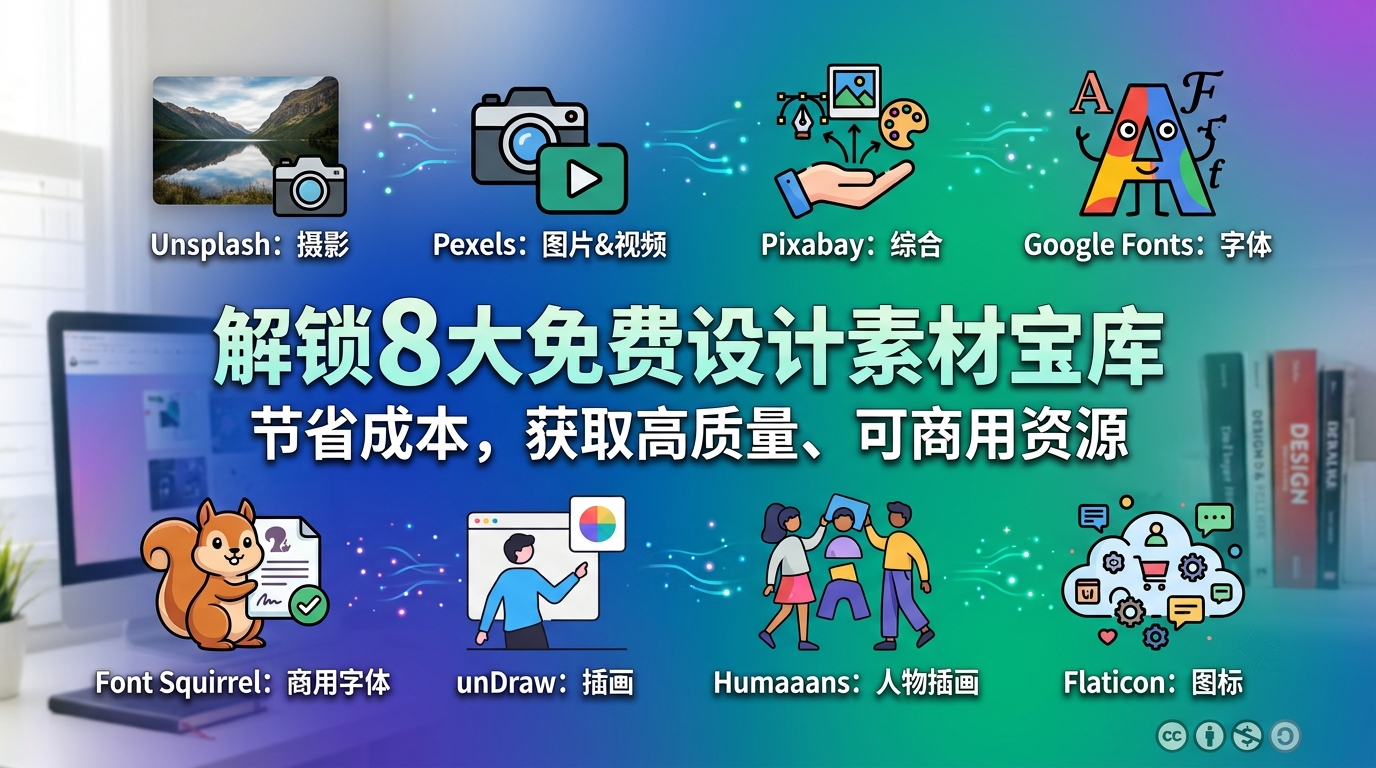 8个免费设计素材网站推荐:很多收费素材包的来源都在这里